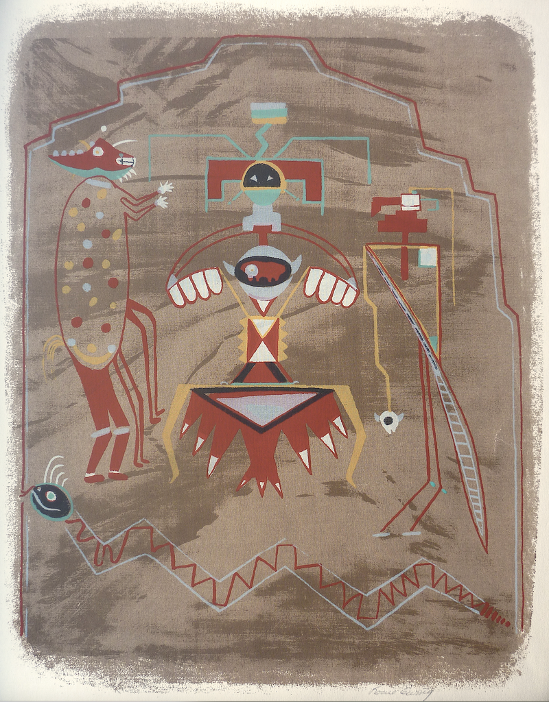 "Pueblo Pictograph", by Louis Ewing, (Amer., 1908-1983)