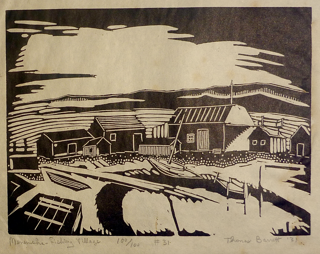 "Menemsha-Fishing Village", Thomas Barrett, (Amer., 20th Cent.)
