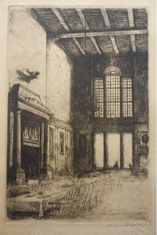 "Harvard Hall, New York",  Eugene Higgins, Amer., (1874-1958)