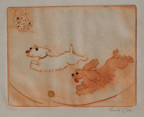 Clara Tice Two Dogs, Ball & Butterfly