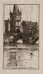 "Old Town Tower and Charles Bridge, Prague" by Jan C. Vondrous, Czech, (1884-1974)