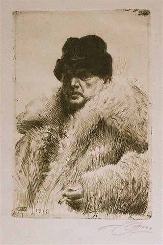 Anders Zorn Self Portrait in Fur Hat 