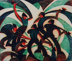 "Sledgehammers" by Sybil Andrews, (British-Canadian, 1898-1992)